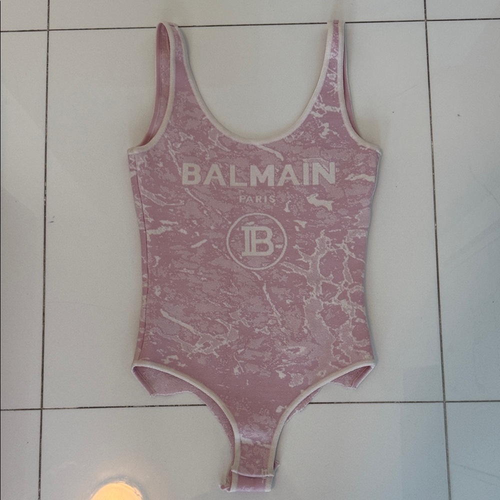 Balmain Kids Marble Pink Bodysuit
